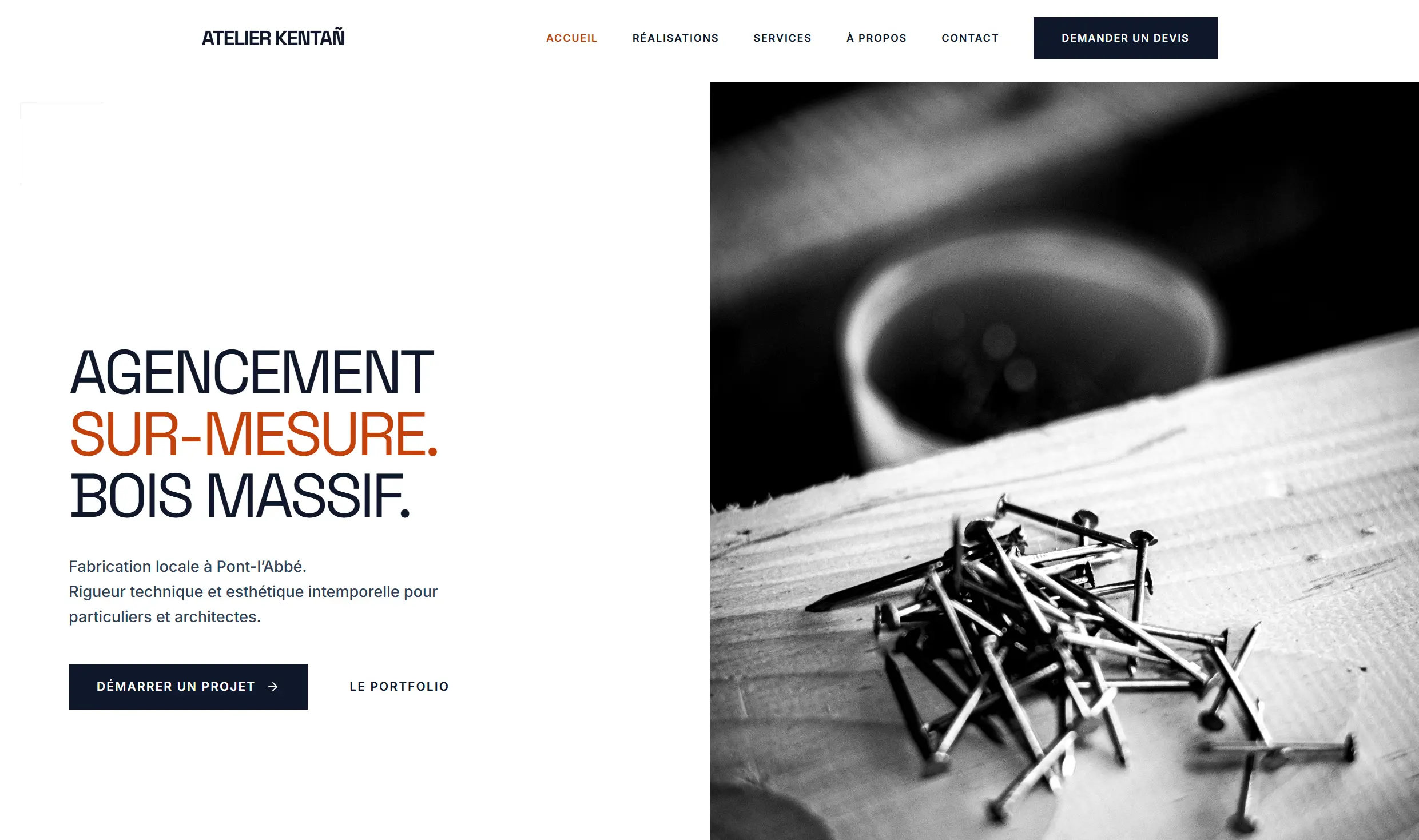 Réalisation Web : L'Atelier Kentan - Site Vitrine • JAMstack (Statique) - Franck Lautridou Webmaster Finistère
